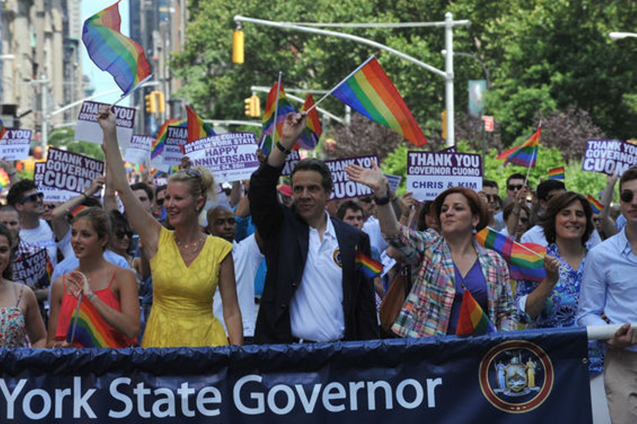 Andrew Cuomo, the governor of New York, marched in the gay pride parade in Manhattan.