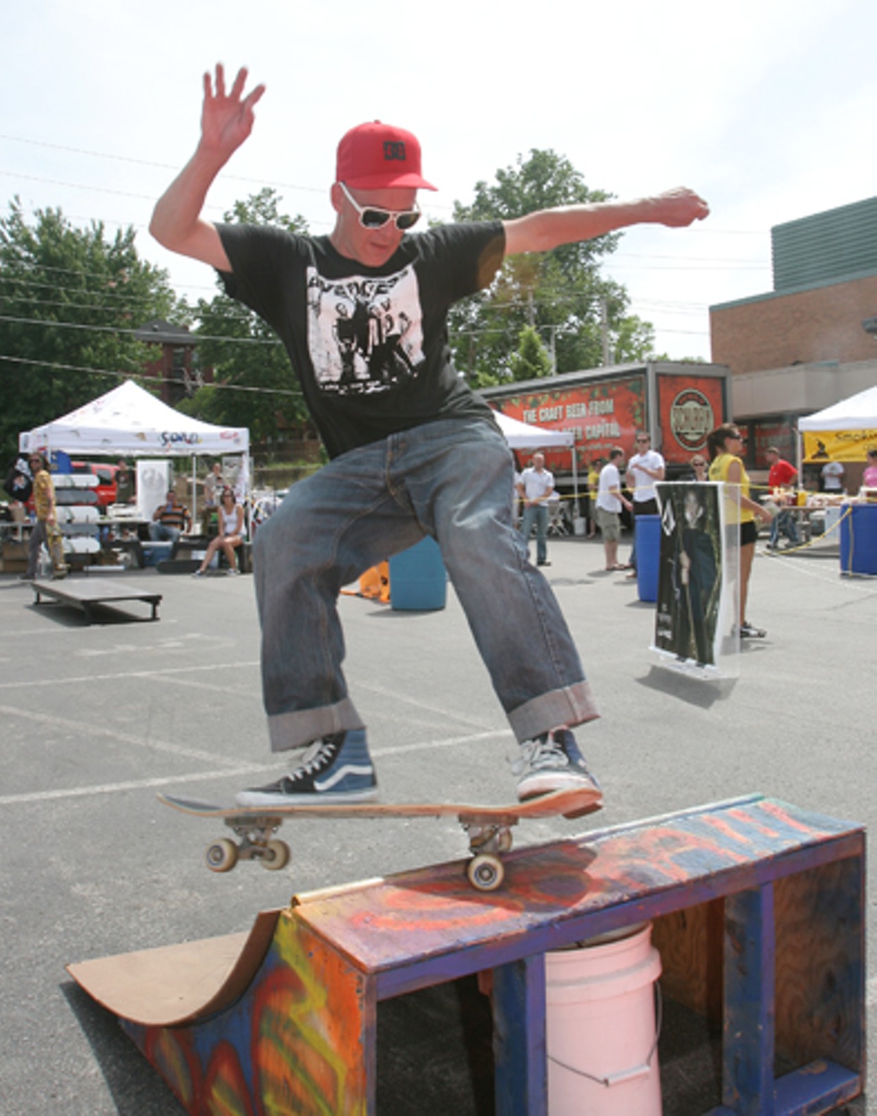 James Reidelberger does skateboarding tricks Sunday in the Loop. He has been skateboarding for 23 years.