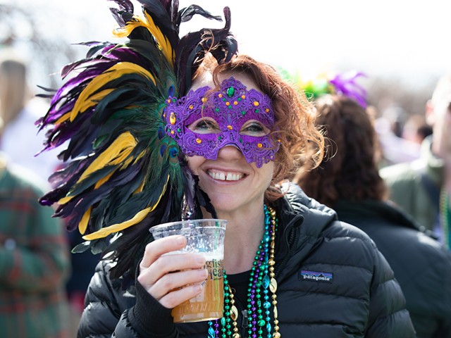 The sun helped bring out the partygoers for Mardi Gras.