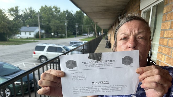 Resident Tammy Kuhn shares her eviction notice after Riverview Village condemned the Ridgeview Apartments.