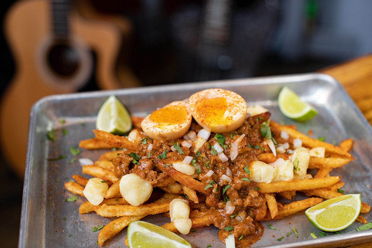 Poutina Turner is a special with Rock Star Dusted fries topped with cheddar cheese curds, chorizo gravy, onions, cilantro and limes.