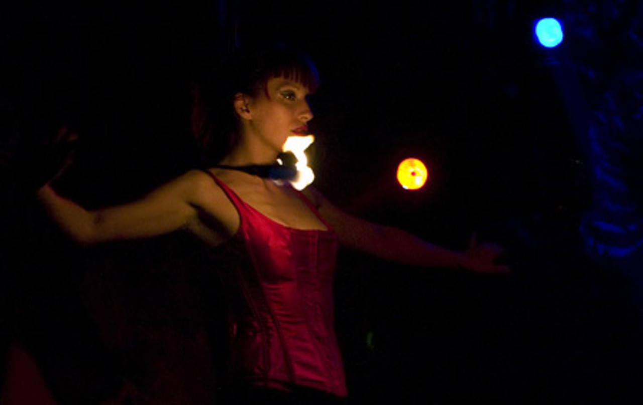 Greta Garter puts on a fire show later in the evening.