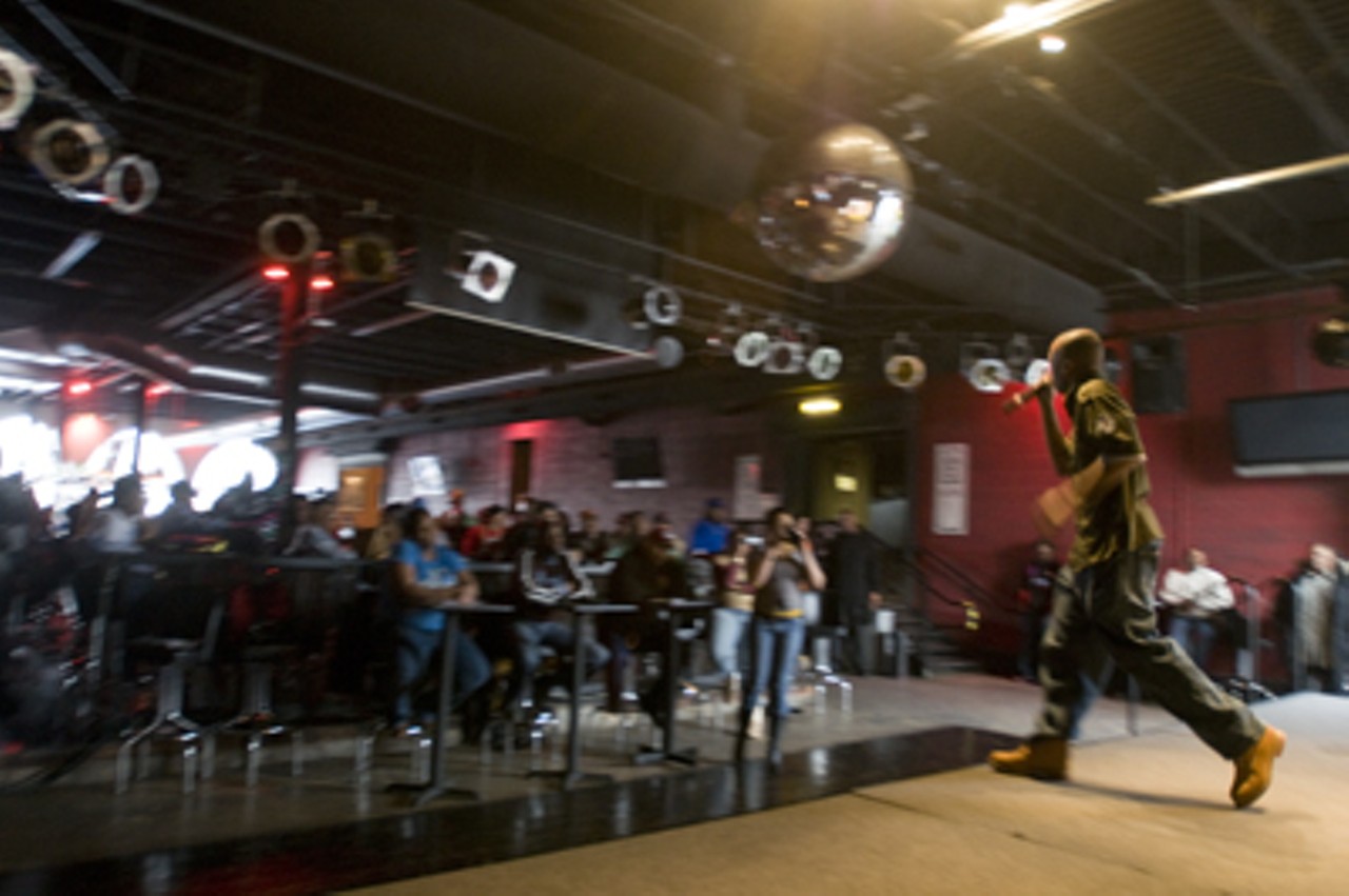 Knuckles performing in the semifinals of Hot 104.1's Koch Madness competition at the Loft, where he finished a close second to Nite Owl.