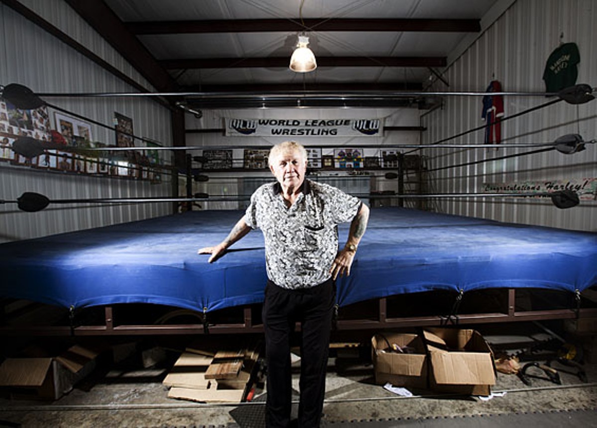 Harley Race at his Lake of the Ozarks-area wrestling academy. Go here for more photos of Harley Race and his students at his Eldon, Missouri, wrestling school.