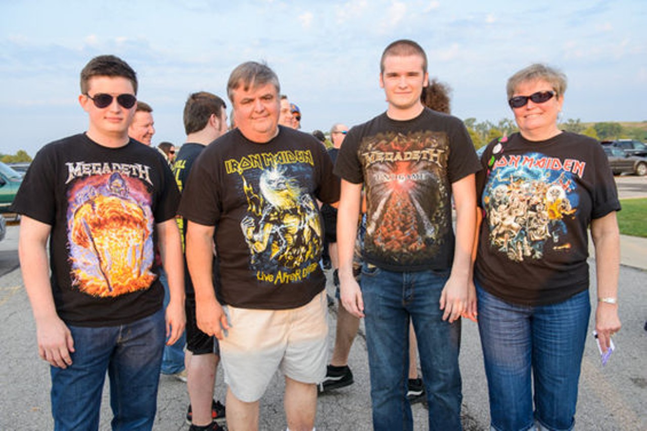 The family that headbangs together, stays together. Photographed at the Iron Maiden & Megadeth concert on September 8, 2013 at Verizon Wireless Amphitheater. See more Iron Maiden & Megadeth St. Louis photos. Photo by Todd Owyoung.