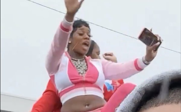 Sexyy Red posted a video of herself throwing an impromptu dance party just outside Harris-Stowe State University. She tweeted that she'd been barred from a rally at neighboring Chaifetz Arena.