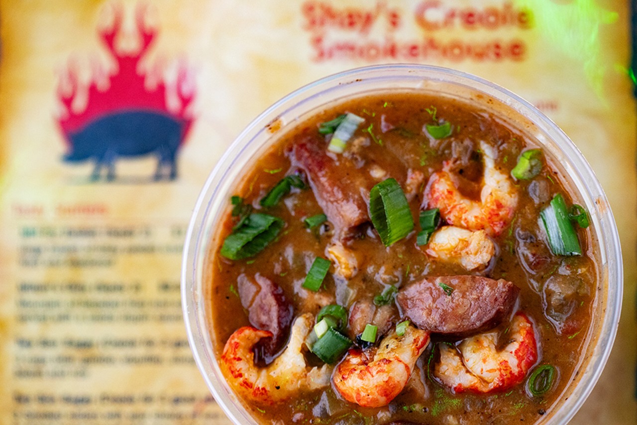 Cathy's Crawdaddy and Andouille Gumbo.
