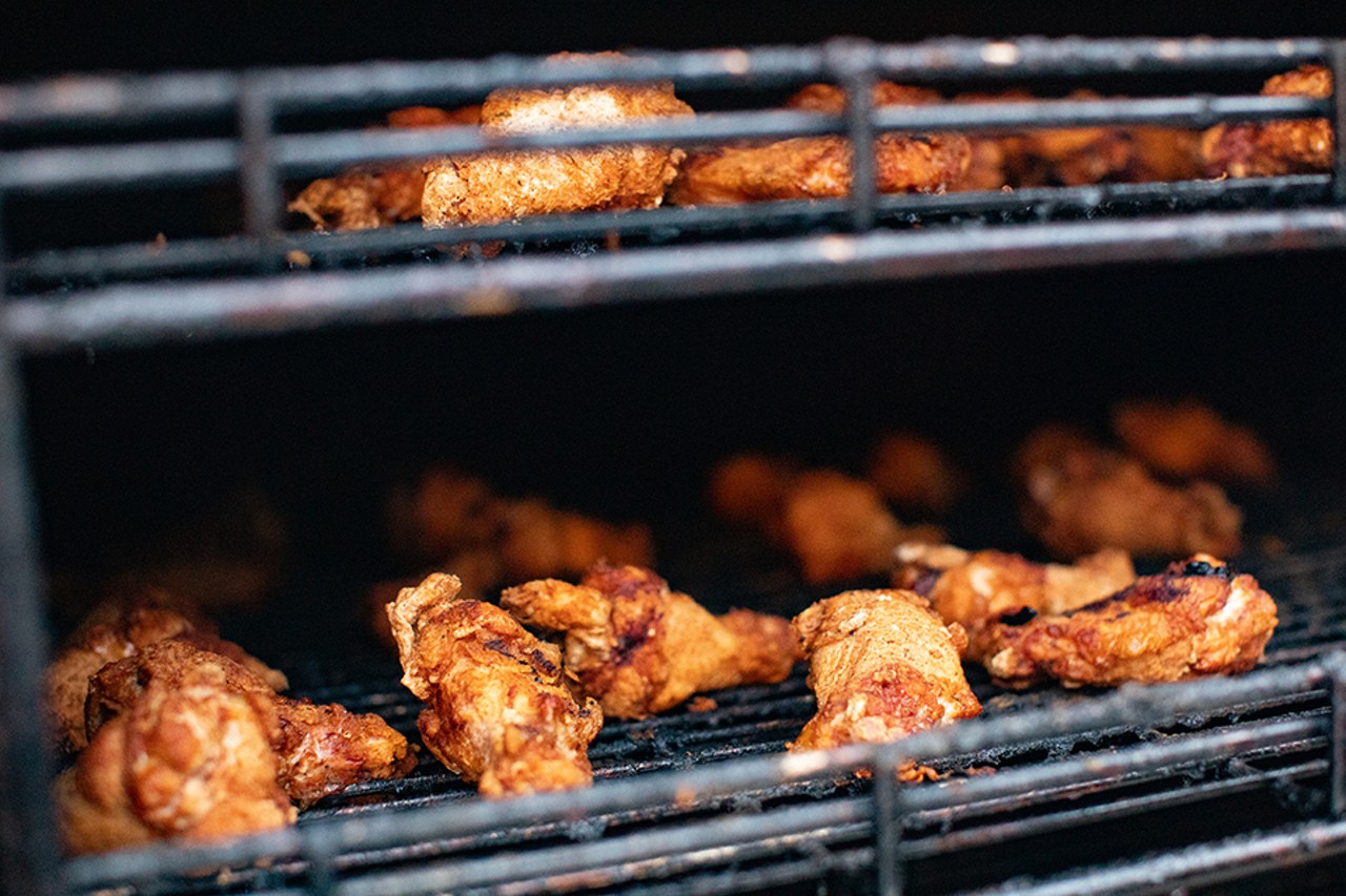 Wings in the smoker.