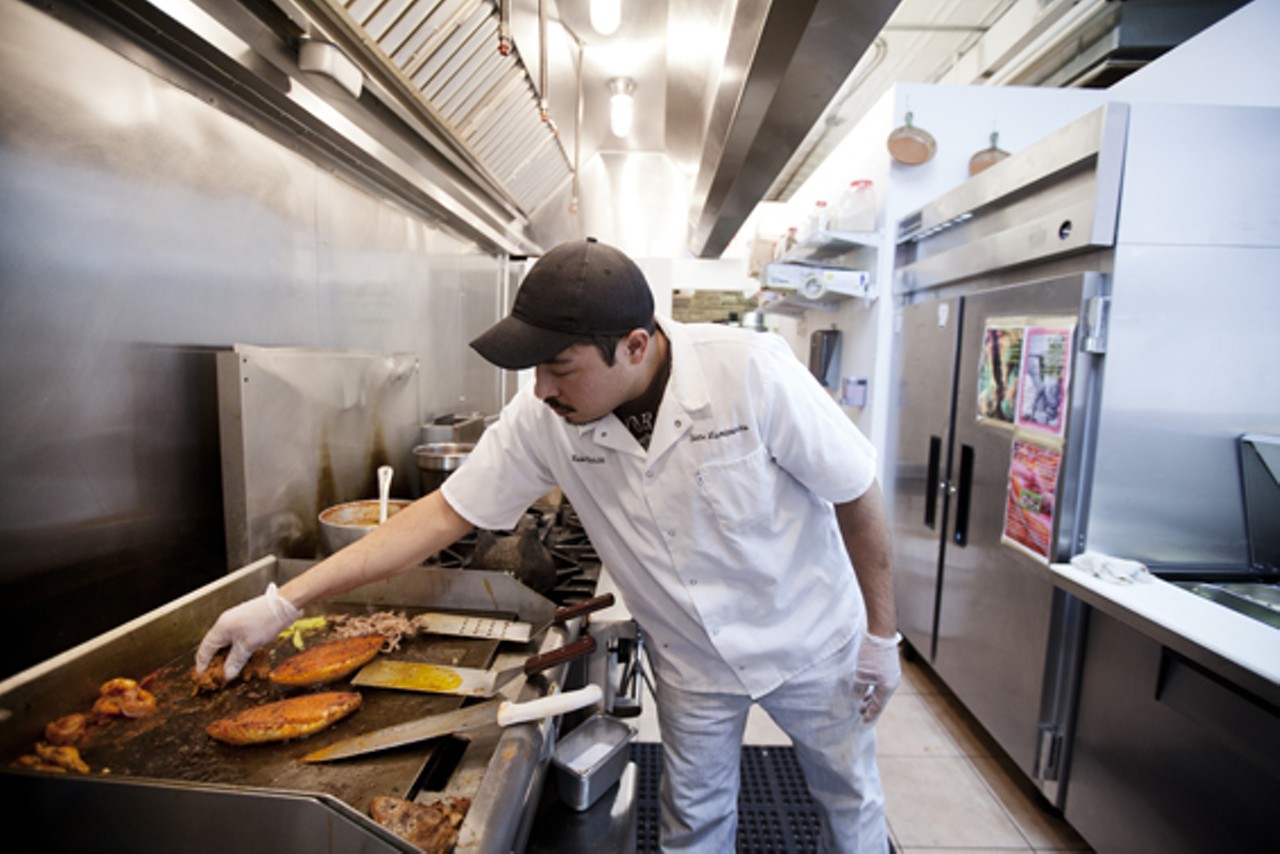 Siete Luminarias owner and executice chef, Luis Garcia, in the kitchen.