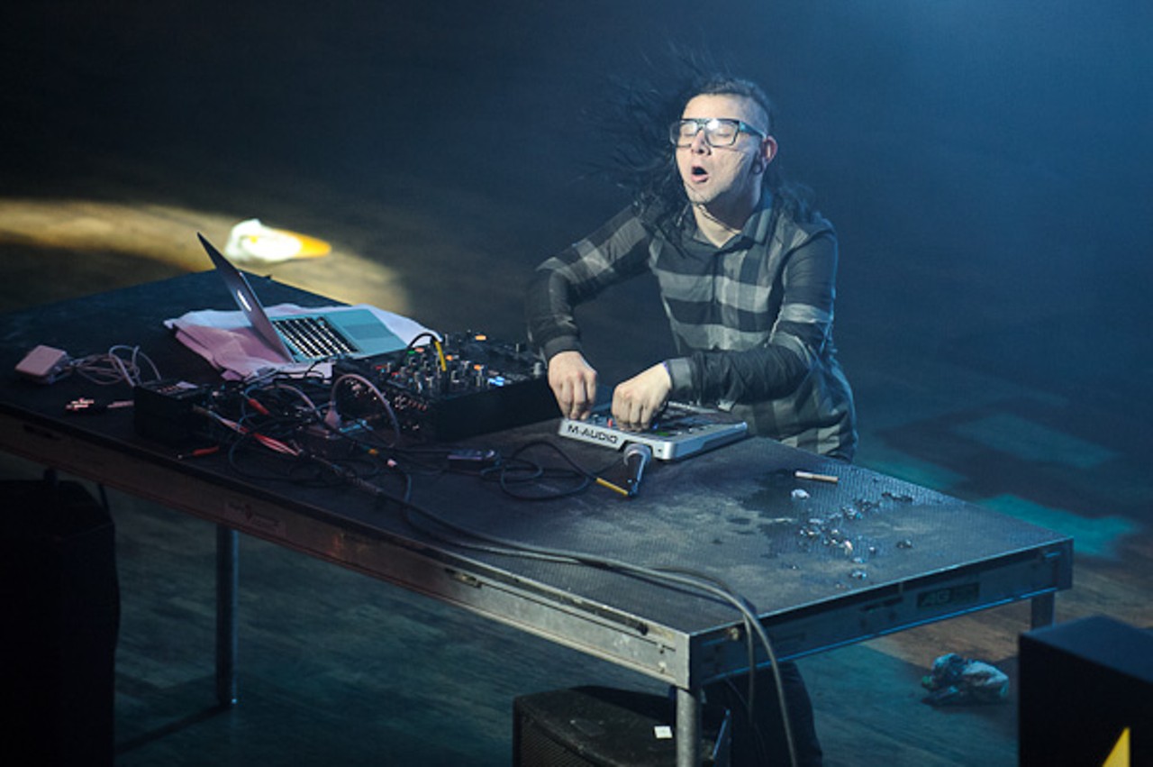 Skrillex performing at the Pageant.