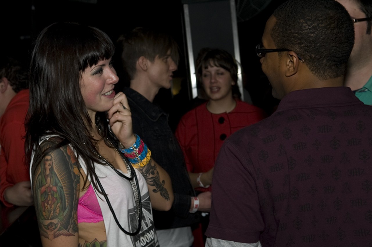 Alexis Krauss of Sleigh Bells chatting with fans post-show.