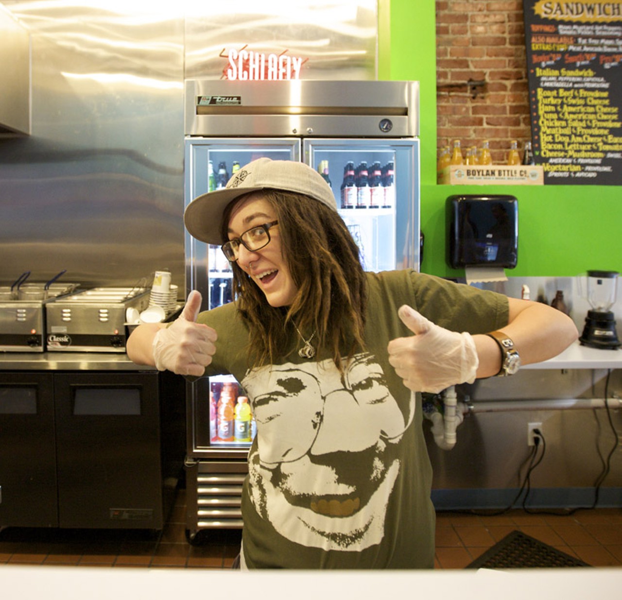 The fun vibe at Snarf's comes not only from the vibrant colored walls, but from staff like Courtney Boudreau.