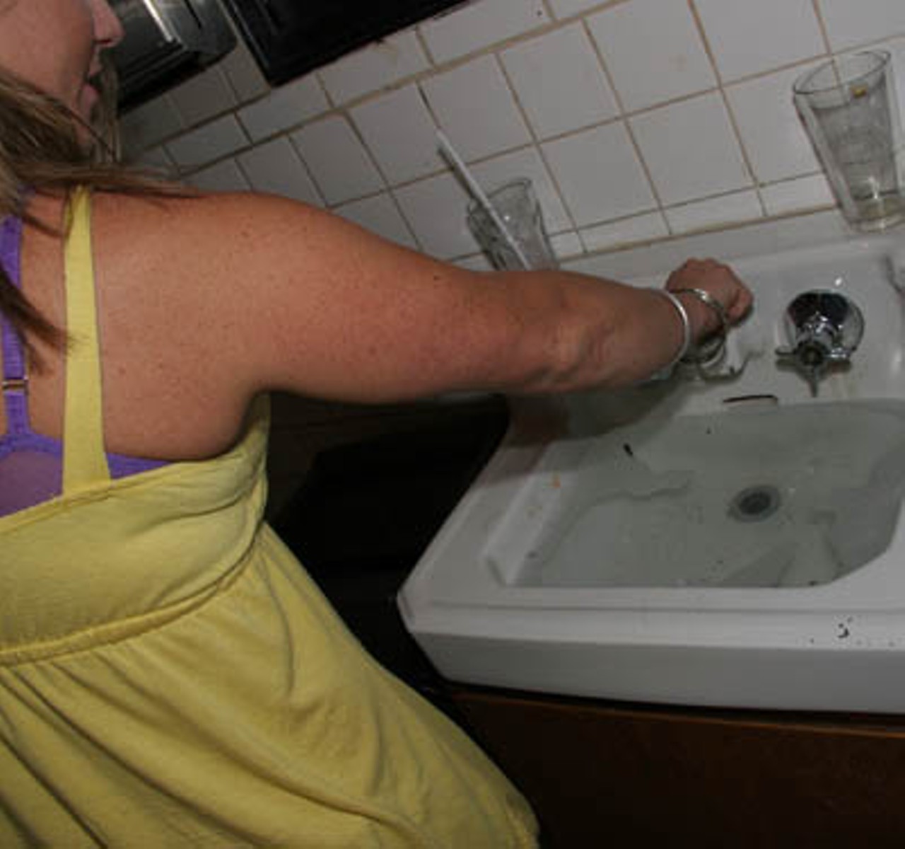 The sink at the Upstairs Lounge left much to be desired. Friday night, August 22.
