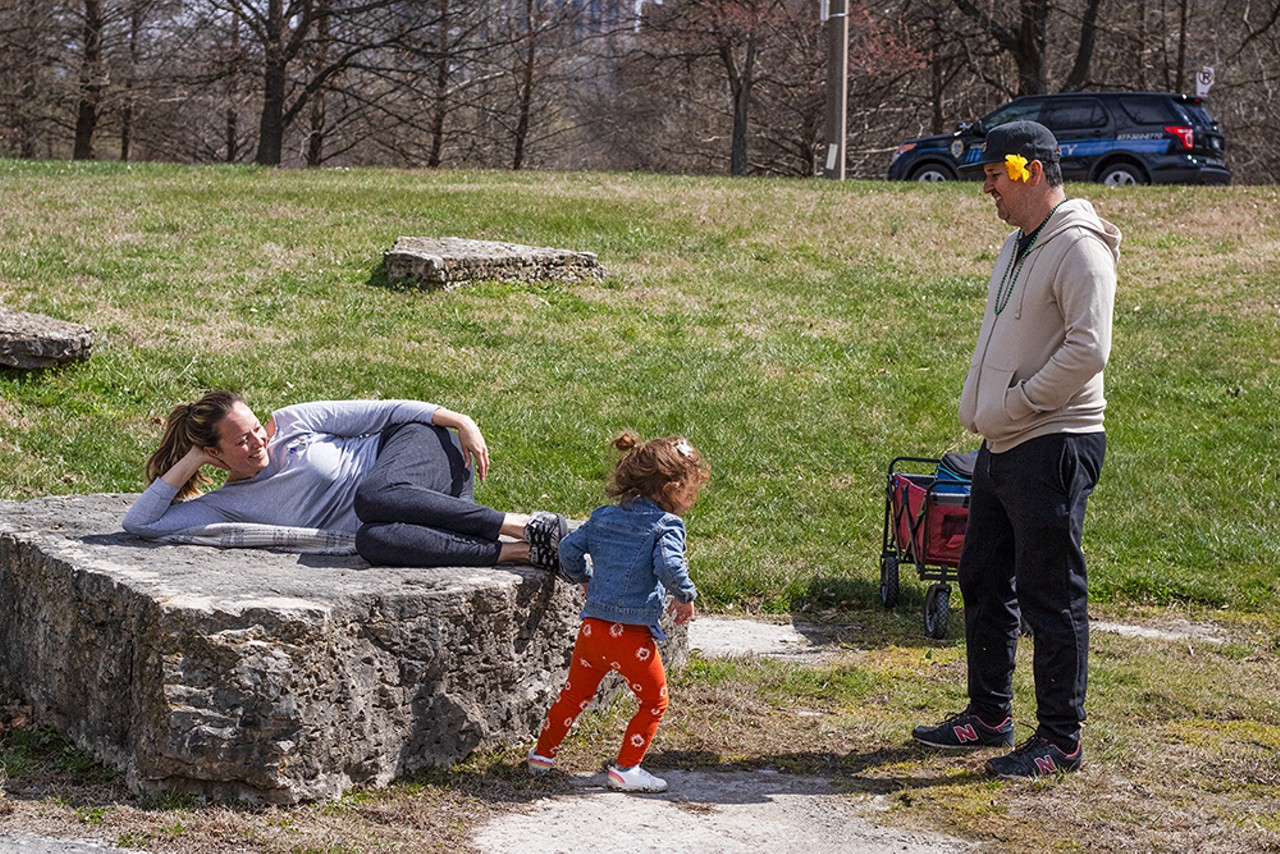 A family spends time together in Forest Park.