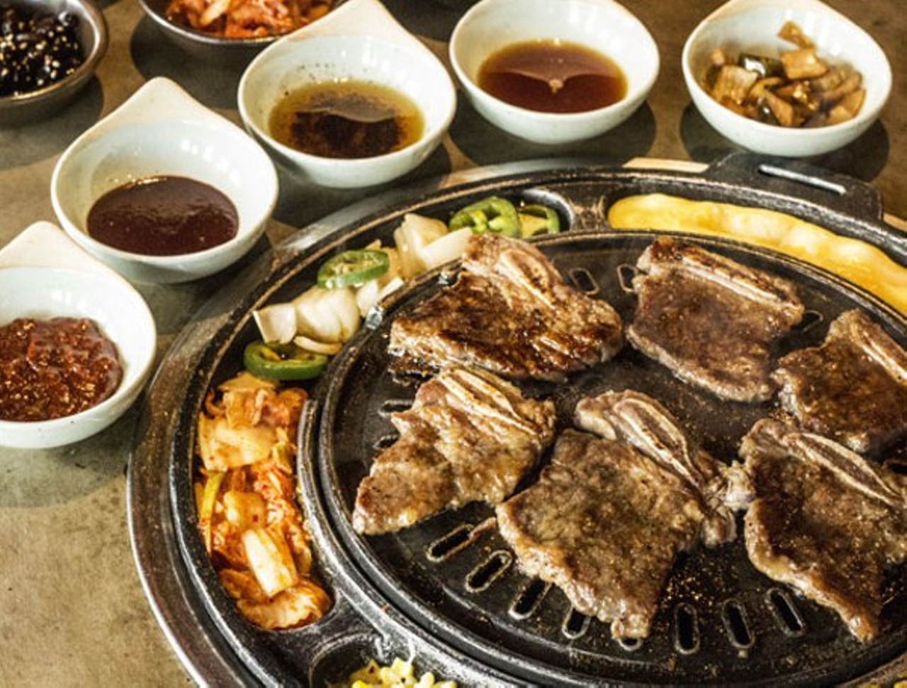 The restaurant offers appetizers and hot pots, but there's no question that the reason to go here is to sample the table-top style cooking -- especially those "LA style" short ribs which are the restaurant's version of the glorious galbi.Photo by Mabel Suen.