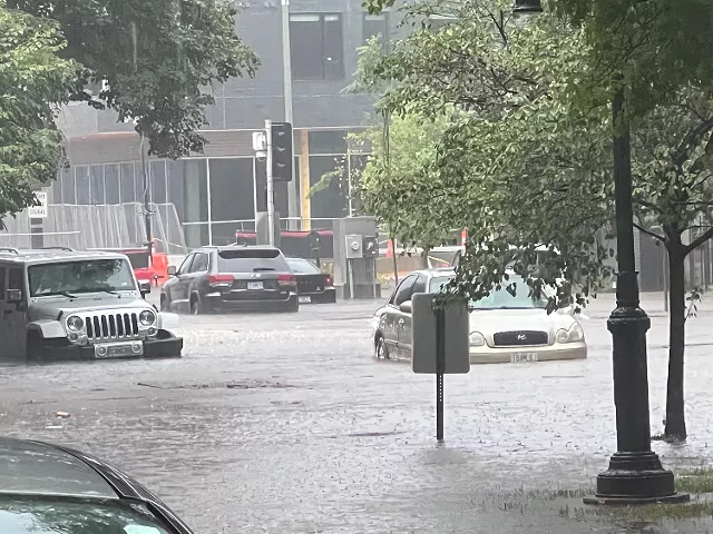 Pershing Avenue & DeBaliviere Avenue on July 28, 2022 during the flash flood.