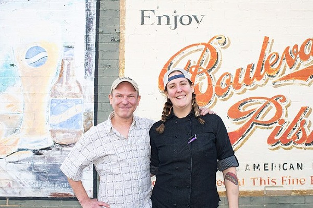 Alexa Camp is executive chef of The Drawing Board, Tower Grove South&#146;s new hot spot for drinking, dining, and games. Co-owners Matt Wamser (pictured, left) and Paul Wamser gave her freedom to do whatever she liked. She is drawn to dishes that are more elevated than typical dive bar fare, such as smash burgers, smoked meats and falafel sliders, ensuring that this recent addition to Tower Grove South will be a St. Louis favorite.
Photo credit: Mabel Suen
