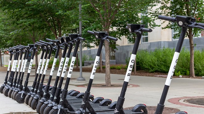 E-scooters remain banned from Downtown and Downtown West St. Louis.