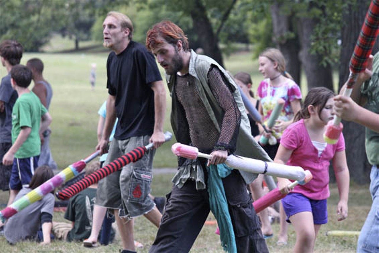 Larping was a popular activity at the picnic.