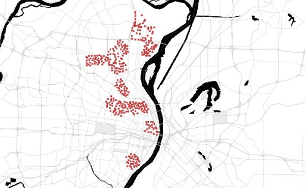 Map of ShotSpotter locations throughout St. Louis region.