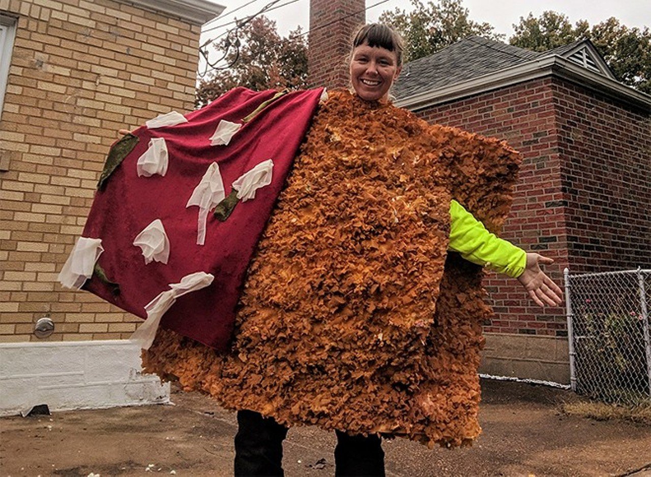 Toasted ravioli  — and a side of marinaraEveryone’s always happy to see St. Louis’ favorite app, so this costume is a great way to instantly take your place as the life of the party. St. Louisan Aurora Bihler shows how it’s done, complete with a marinara cape.