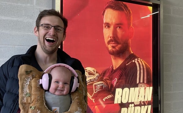 T-Rav baby with her spokesperson (and father) Chris Buerke and her possible relation Roman Bürki.