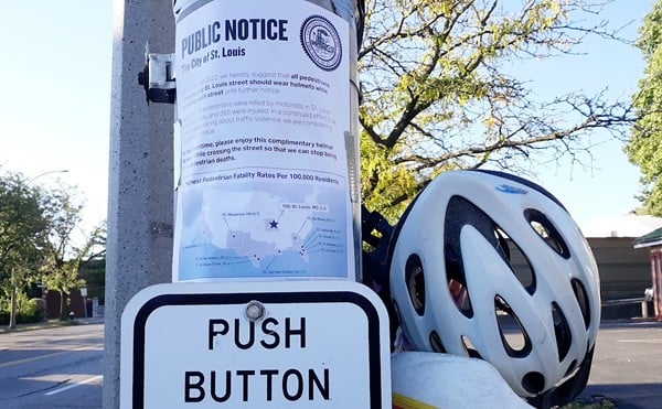 St. Louis' unsafe streets led to a guerrilla campaign in 2022, in which activists provided helmets for pedestrians to use crossing the street.