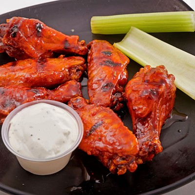 DB's Sports Bar (1615 South Broadway)	Honey habanero BBQ grilled wings, five for $7.