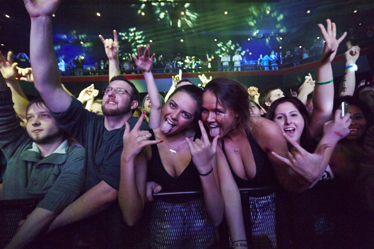 Fans rocking out at the Steve Aoki show at The Pageant on March 2, 2015.