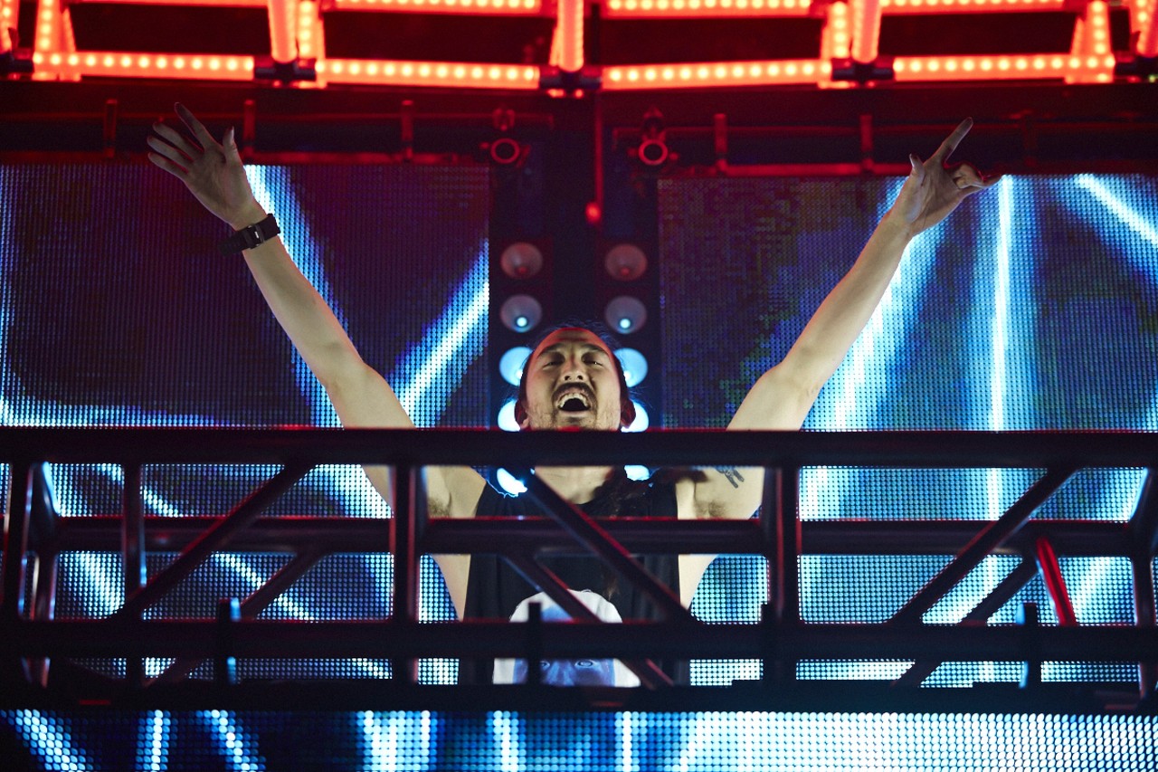 Steve Aoki giving love to the crowd at The Pageant on March 2, 2015.