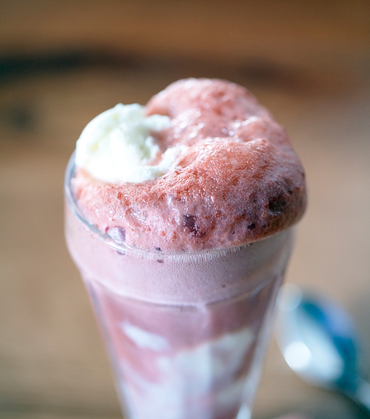 Maine blueberry soda and vanilla ice cream float.