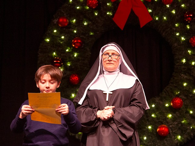 Tommy Pepper and Sarajane Clark in Sister Mary Ignatius Explains It All For You at Stray Dog Theatre.