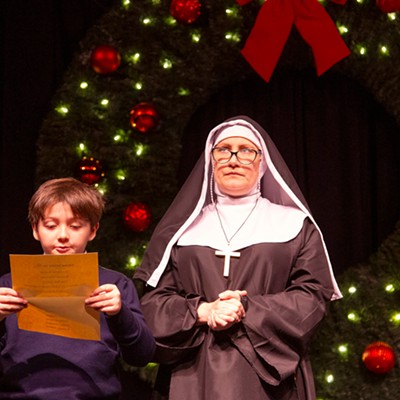 Tommy Pepper and Sarajane Clark in Sister Mary Ignatius Explains It All For You at Stray Dog Theatre.