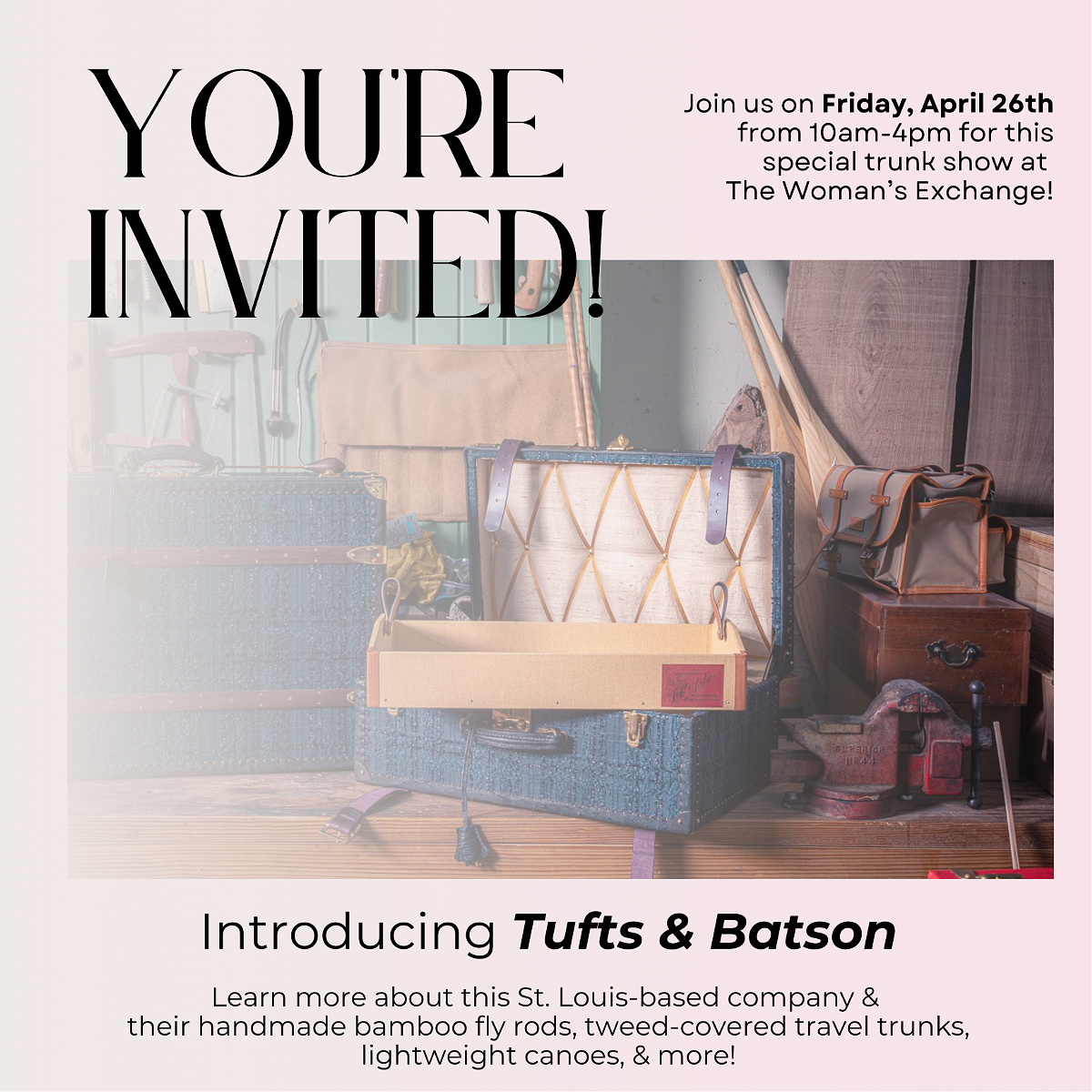 Tufts and Batson Trunk Show Promotional Graphic