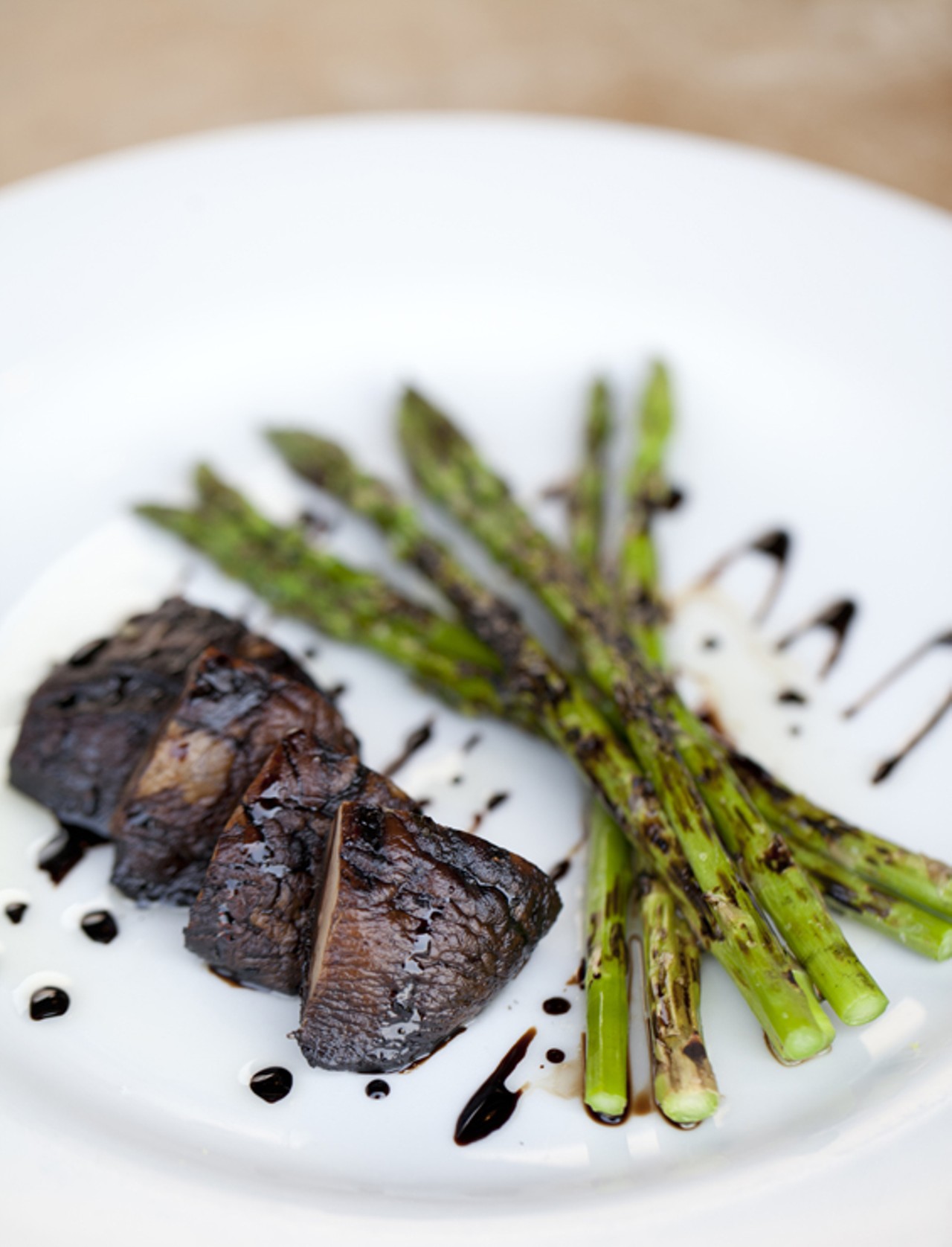 Appetizer - Portabella, grilled portabella mushroom with asparagus and balsamic glaze