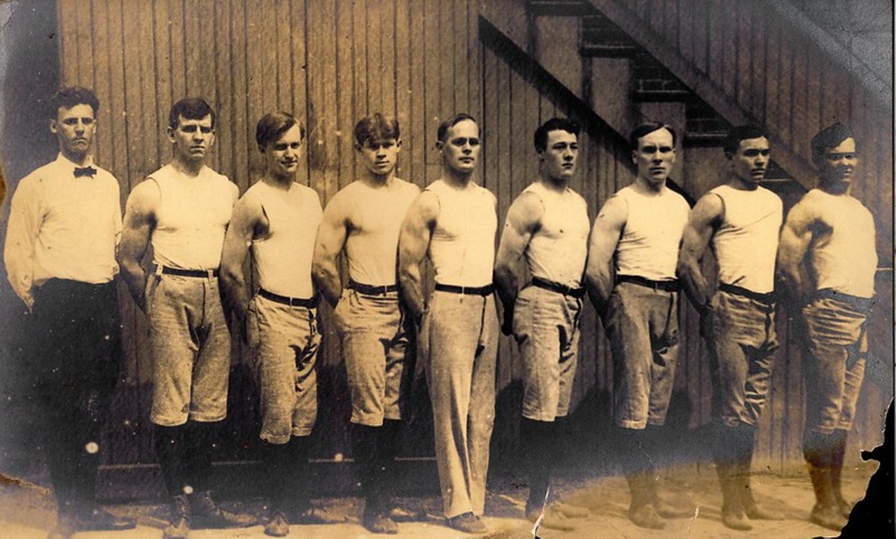 George Eyser, center, competed in the games with an amputated leg.
Eyser was a gymnast. He used a wooden prosthetic for his left leg that was damaged in a train accident when he was younger. The Paralympics did not exist at the time, but he continued with his team despite the challenges.