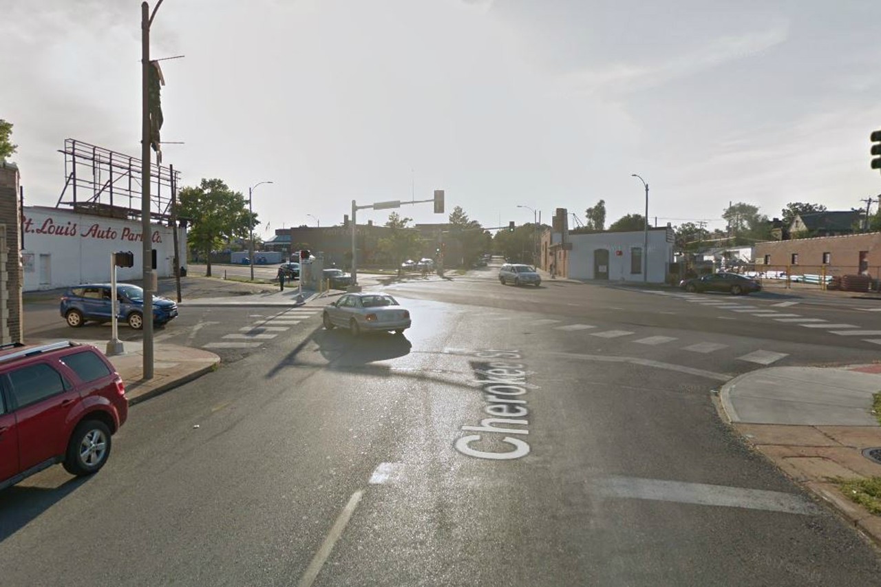 Cherokee St. & Gravois Ave.
What on Earth is going on? How do you even turn left here? Where do you even turn left here? We will never figure it out.
Photo courtesy of Google Maps