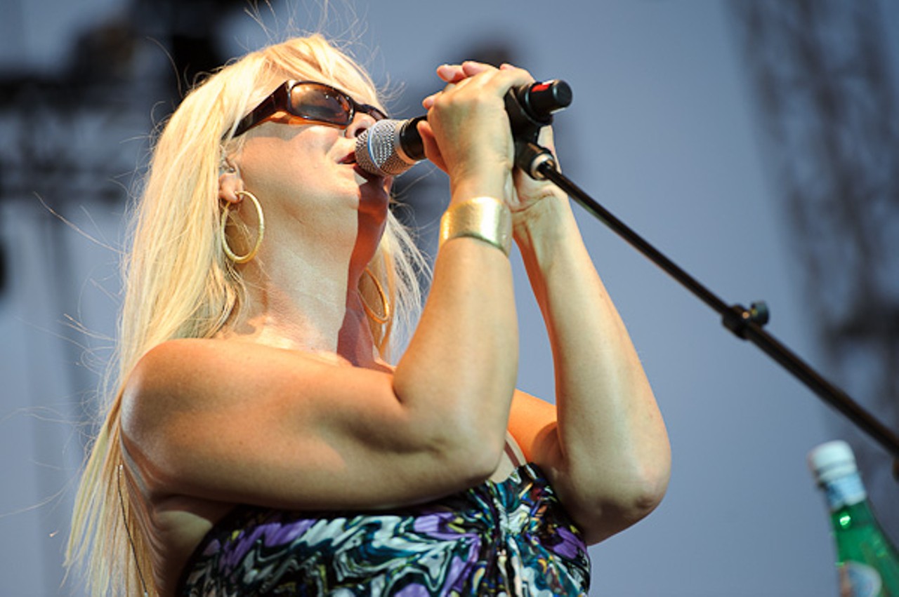 Cindy Wilson of The B-52s, performing at the Gateway Arch in St. Louis.