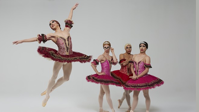 The all-male comic ballet company Les Ballets Trockadero de Monte Carlo reinterprets classics.