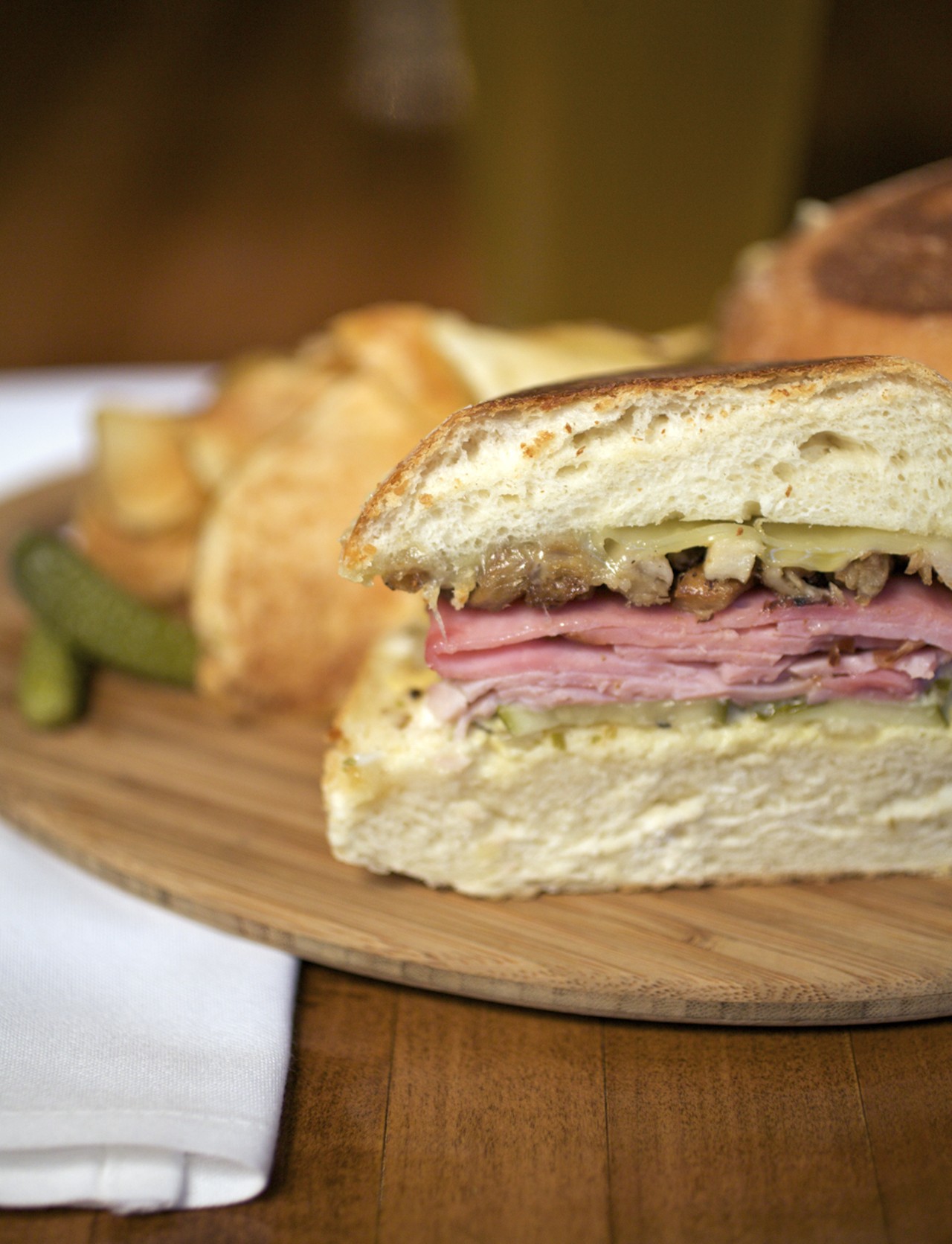 The Cuba, Missouri sandwich is mojo roasted pork, ham, Emmenthaler, pickles and mustard aoli.