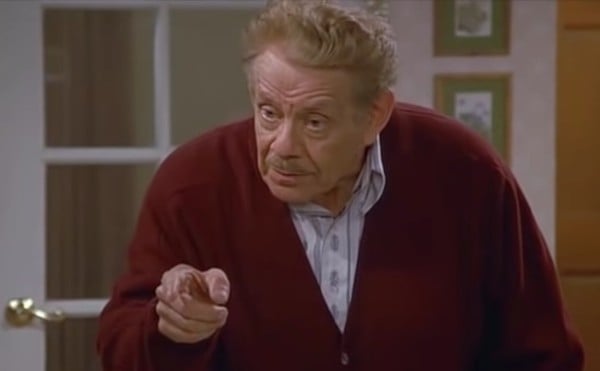Seinfeld's Frank Costanza (played by Jerry Stiller) points his finger.