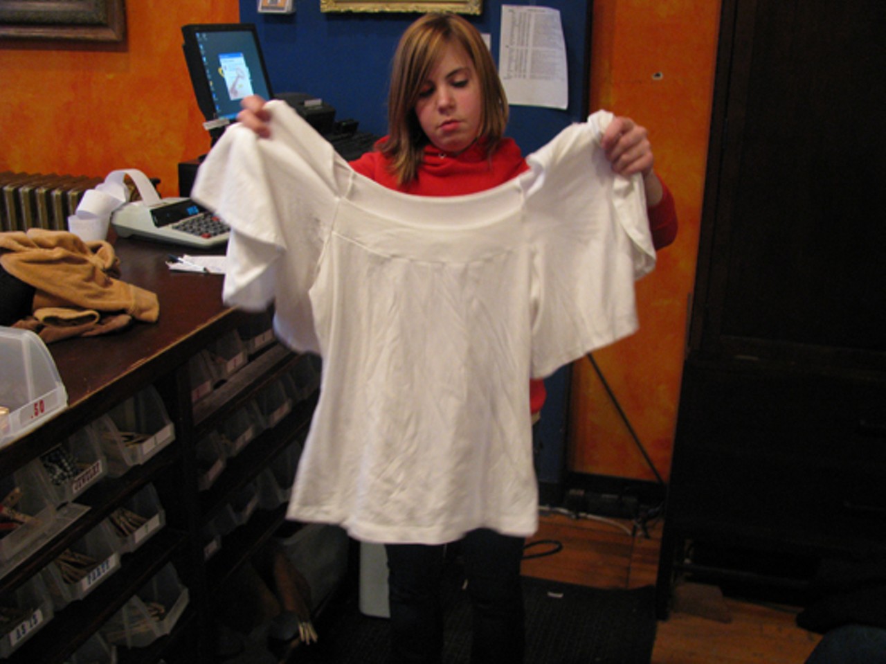 This seemingly giant white shirt will be sold for $14.50 at Rag-O-Rama.