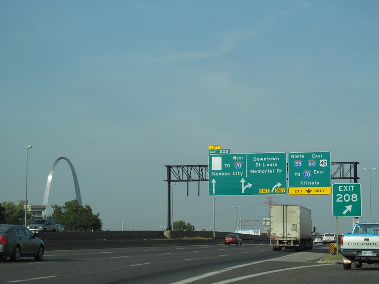The split second where you have to choose the correct turn on 55 on if you'll end up in Downtown St. Louis or in Illinois.