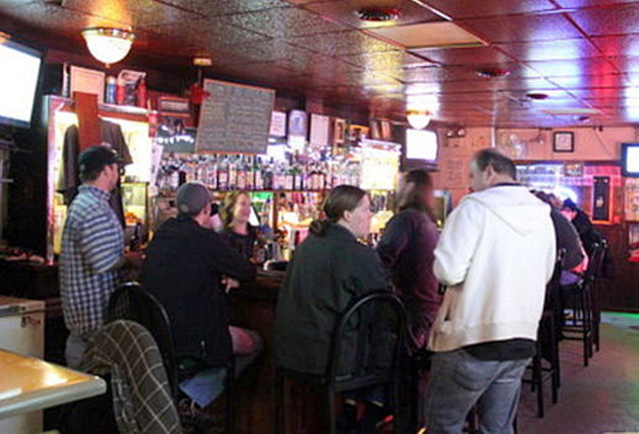 The Little Bar
(6343 Alabama Avenue; 314-351-1665)
There are plenty of hole-in-the-wall bars in Carondelet, though none better than the Little Bar. True to its name, this spot is a few hundred square feet at best, and every inch is hazy with cigarette smoke and the dust of hundreds of scratch-off lottery tickets -- conveniently available behind the bar. If it weren't for the Internet jukebox, the place would look lost in time. Third-shifters belly up when it opens at 6 a.m., and its daytime colleagues populate the place the rest of the time.