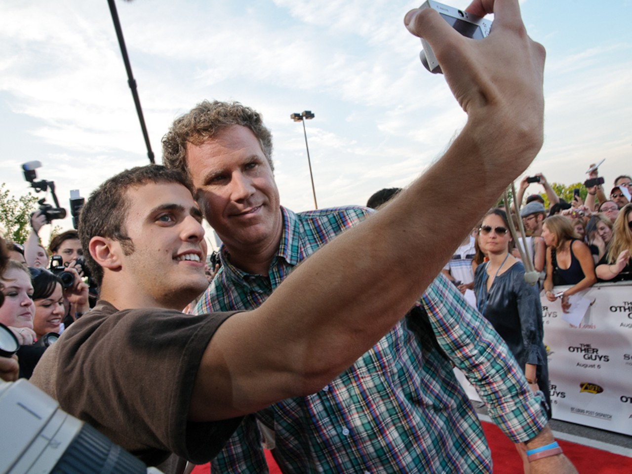 Will Ferrell took photos with a fans - including this one, who found his way into the press area.