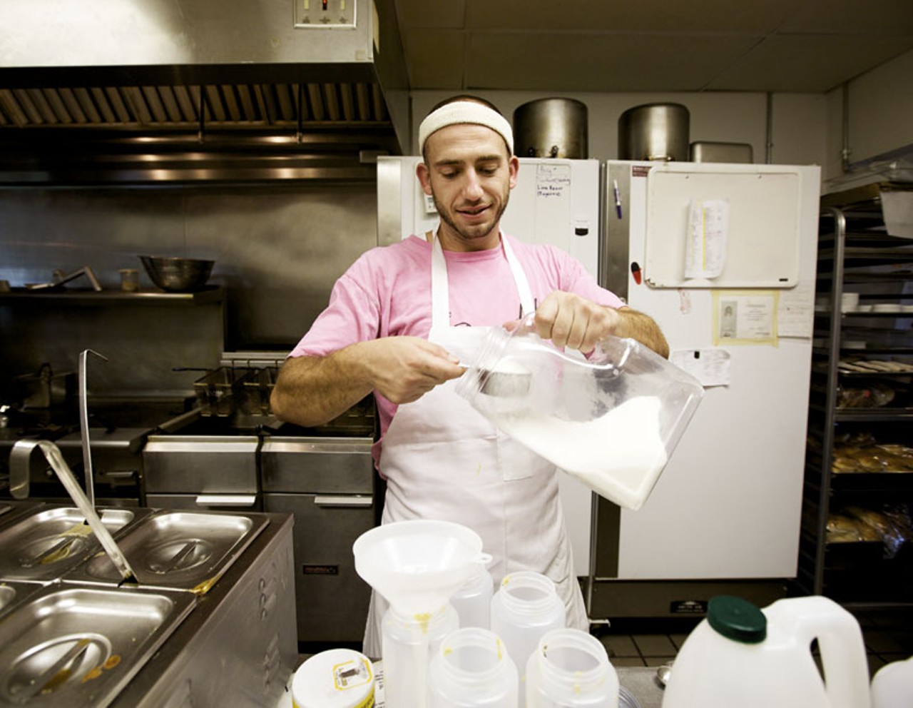 Mike Clodfelder, a cook at the Piccadilly, in the kitchen.