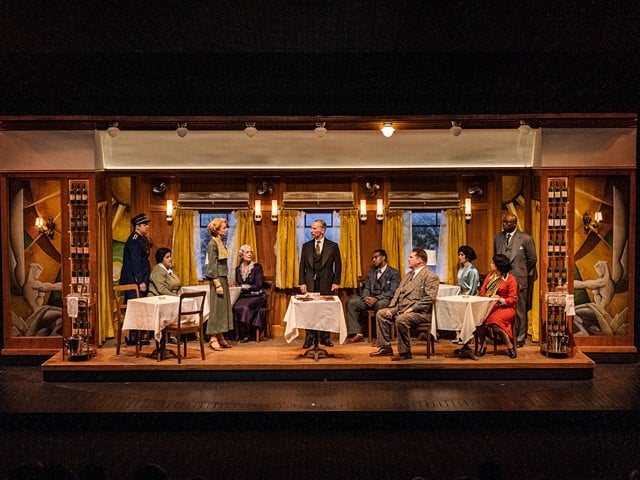 The cast of Murder on the Orient Express on stage at the Rep.