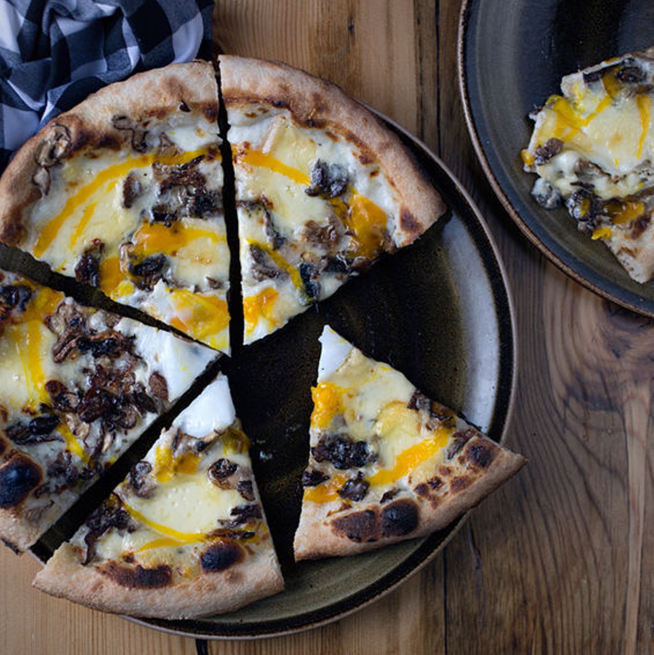 The "Donald" is a wood-fired pizza with wild mushrooms, duck egg and truffles. See more photos: Inside Basso at the Cheshire Inn.