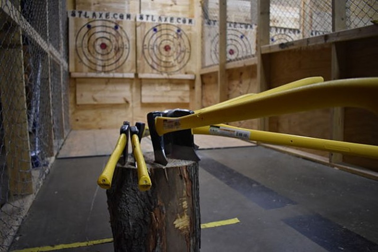 Throw an axe
STL Axe Throwing
(1862 Scherer Parkway, St. Charles; 888-321-2937)
Chucking an axe can be a lot of fun and a great stress reliever. And it's certainly not something to do while you're drunk, so take your sober self to STL Axe Throwing and check it out.
Check it out here.
Photo by Daniel Hill