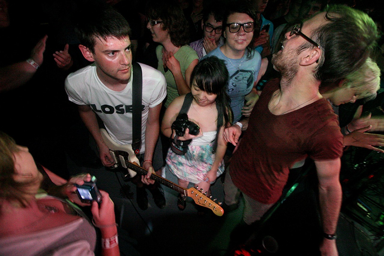From the sweaty, sweaty Los Campesinos show at the Firebird on August 11. 
See more photos.